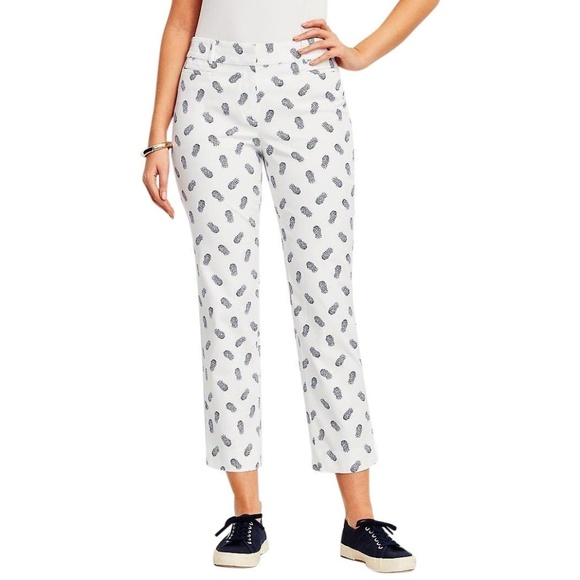 Talbots Pants - New TALBOTS White Pineapple Crop Pants 4 Curvy